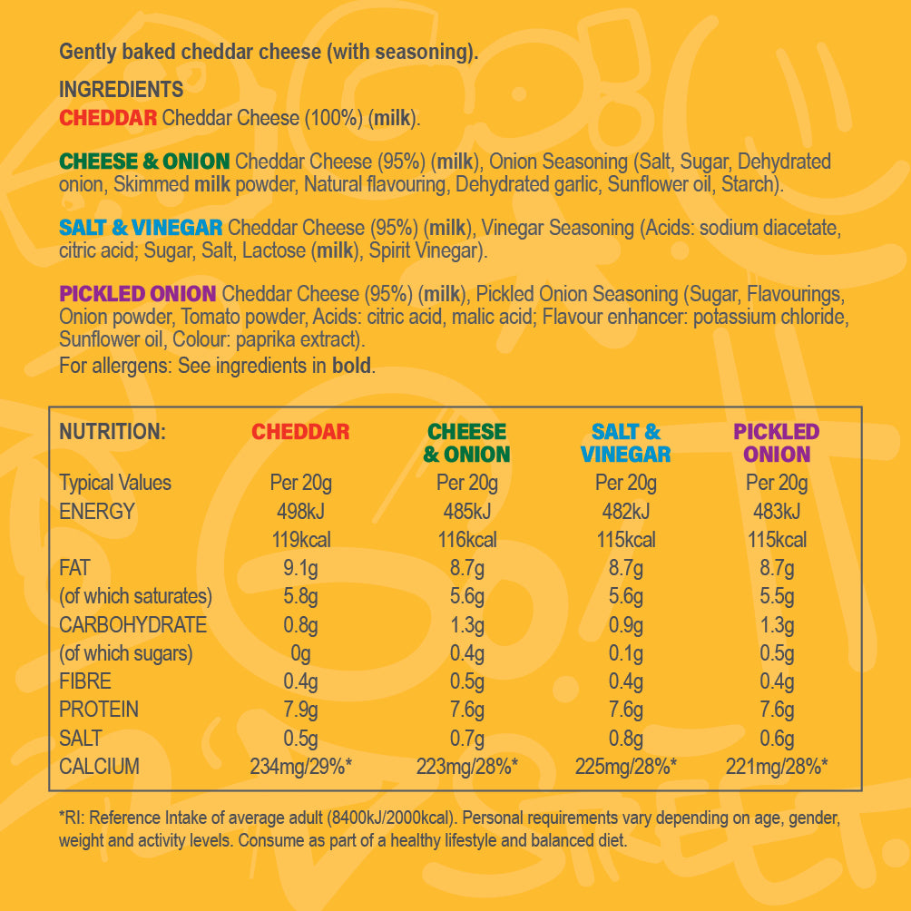 CheeseO's Crunchy Baked Cheddar Bites - Cheddar 10x20g