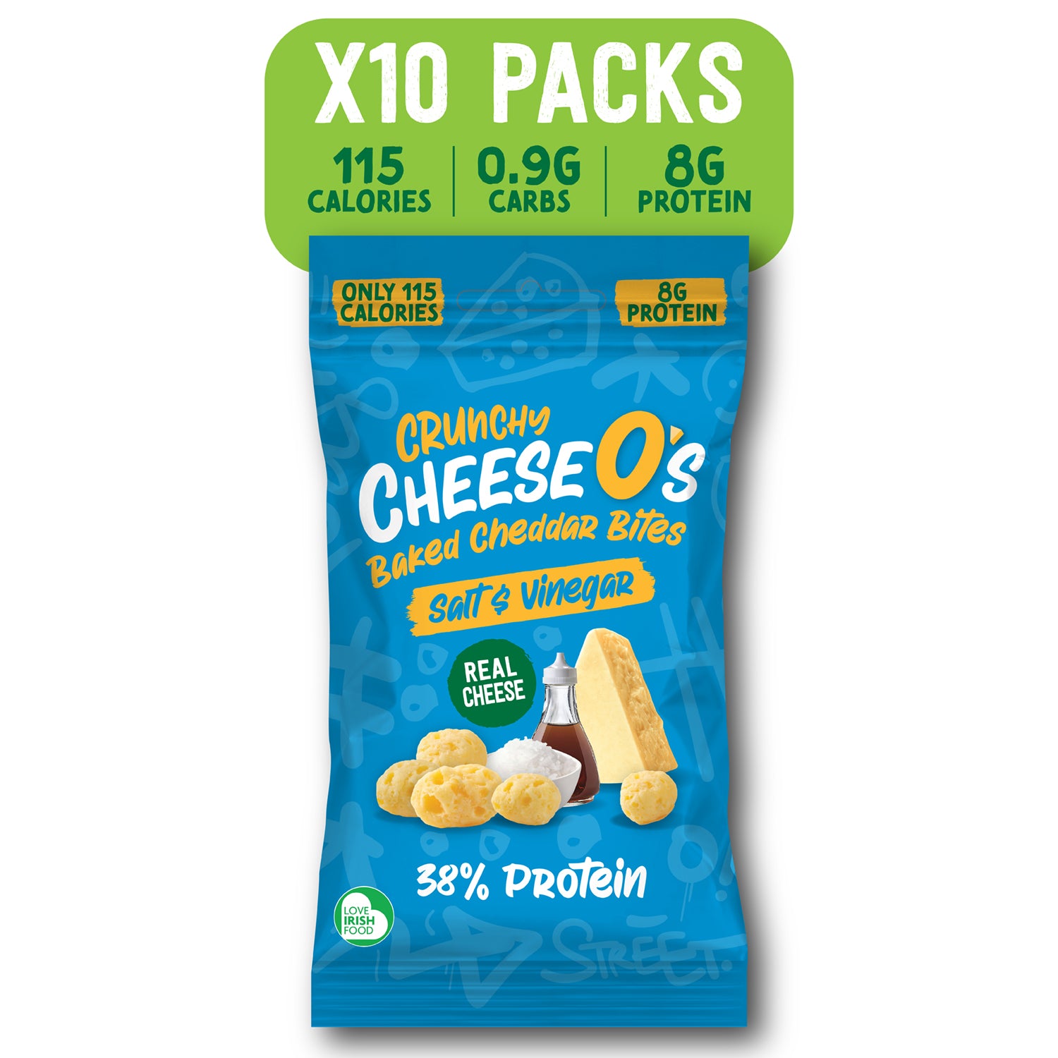 CheeseO's Crunchy Baked Cheddar Bites - Salt & Vinegar 10x20g