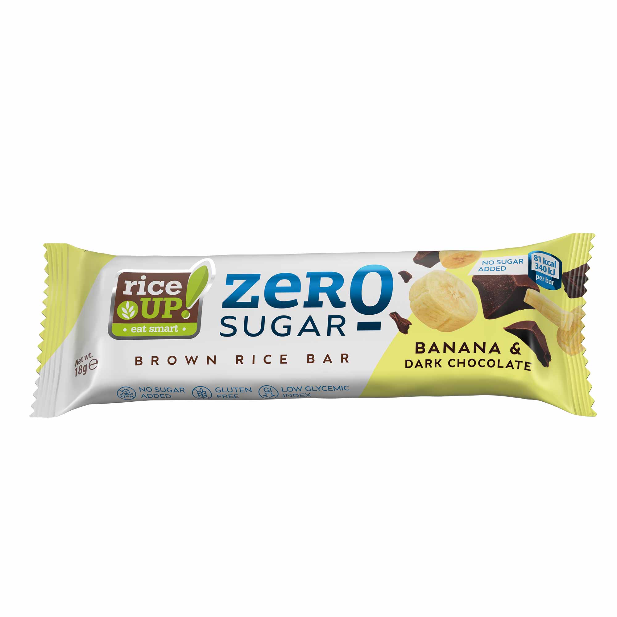 riceUP! Zero Sugar Banana & Dark Chocolate Brown Rice Bar 20 x 18g